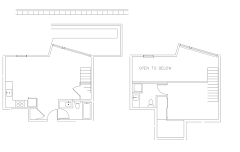 A floor plan of a house with two sections, one labeled "Open to Below".